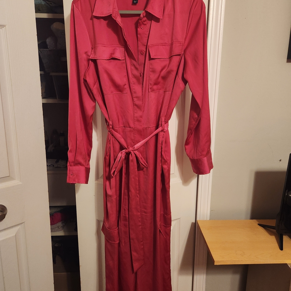 Chic Pink Belted Jumpsuit